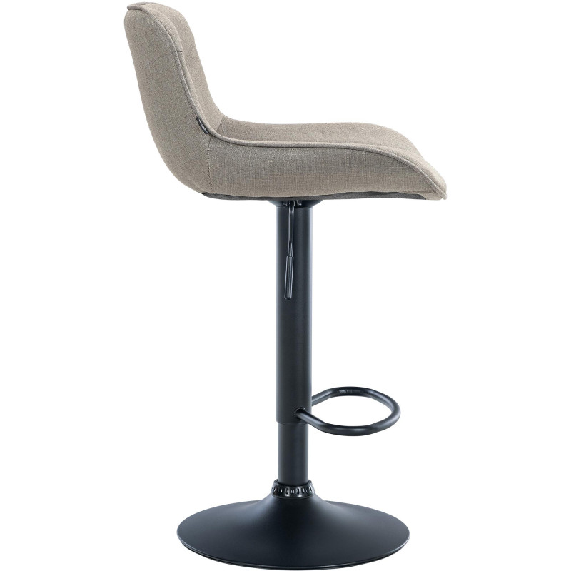 Tabouret de bar Vonore, tissu noir taupe