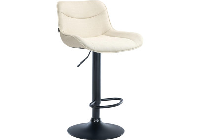 Tabouret de bar Vonore, tissu, noir et crème