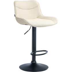 Tabouret de bar Vonore, tissu, noir et crème