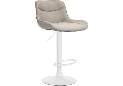 Tabouret de bar Vonore tissu blanc taupe