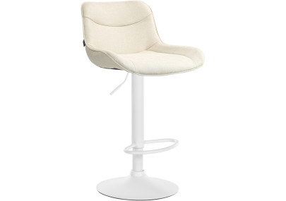 Tabouret de bar Vonore, tissu, blanc/crème