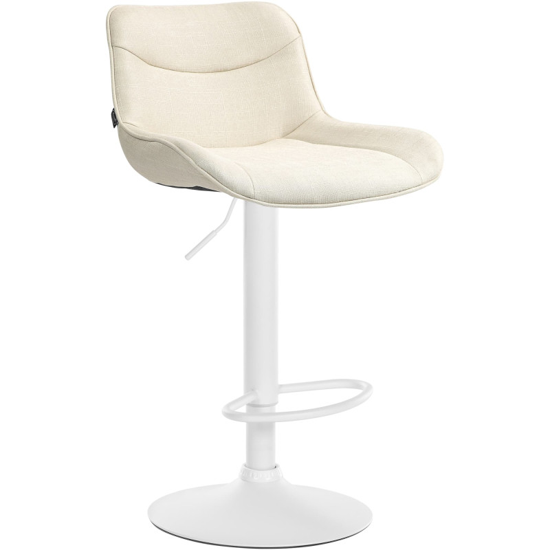 Taburete de bar Vonore en tela Crema,Blanco