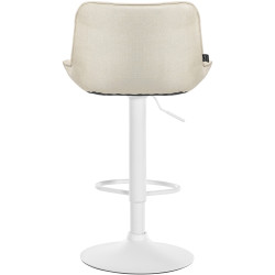 Tabouret de bar Vonore, tissu, blanc/crème
