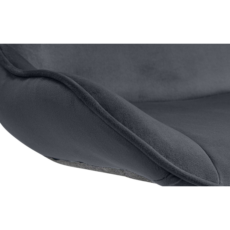 Taburete de bar Vonore en terciopelo Negro,Cromado