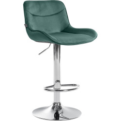 Tabouret de bar Vonore, velours, chrome vert