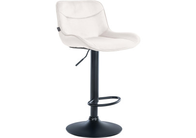 Tabouret de bar Vonore en velours, noir et crème