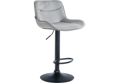 Tabouret de bar Vonore velours noir gris