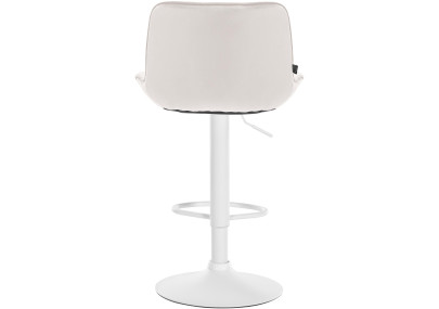 Tabouret de bar Vonore en velours, blanc/crème