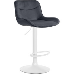 Tabouret de bar Vonore en velours, blanc/noir