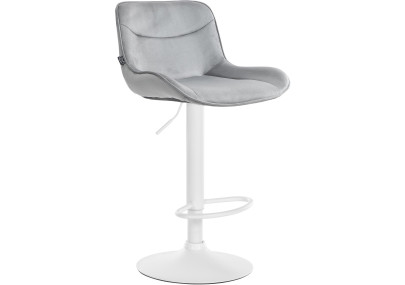 Tabouret de bar Vonore velours blanc gris