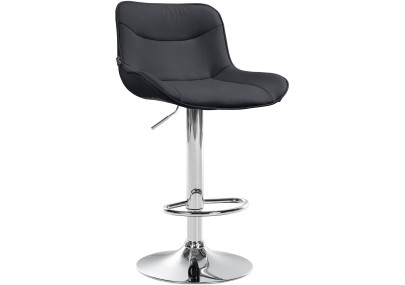 Tabouret de bar Vonore, similicuir, chrome, noir