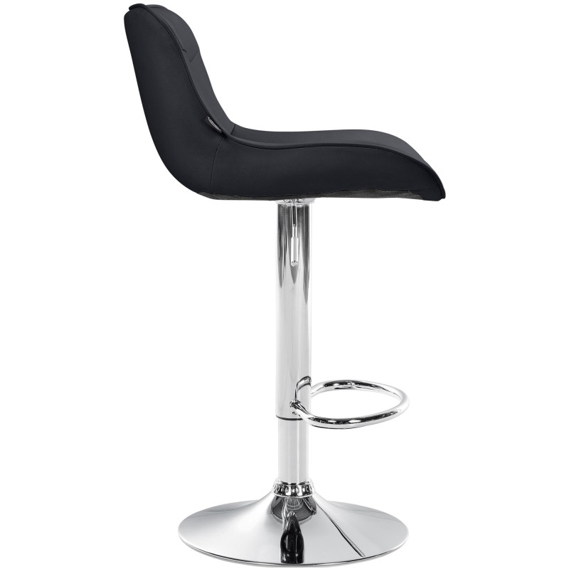 Tabouret de bar Vonore, similicuir, chrome, noir