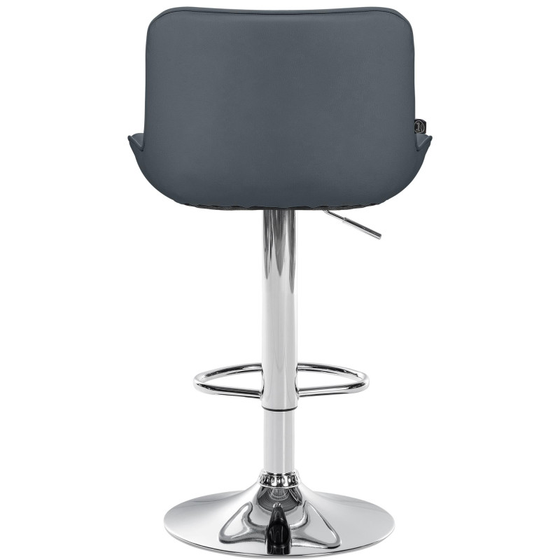 Tabouret de bar Vonore, similicuir, gris chromé
