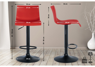 Lot de 2 tabourets de bar Branford, en plastique, rouges