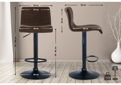 Ensemble de 2 tabourets de bar, tissu Branford, marron