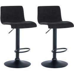 Ensemble de 2 tabourets de bar en tissu Branford noir