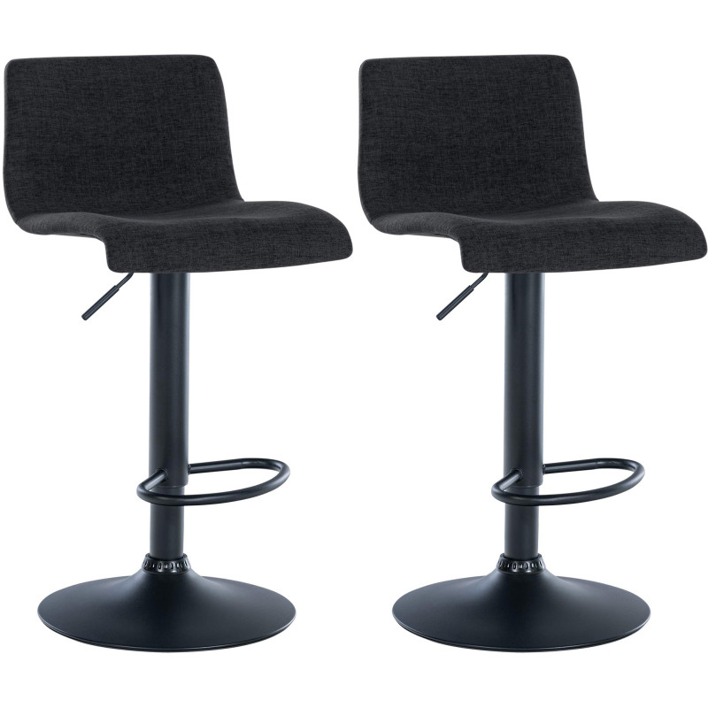 Ensemble de 2 tabourets de bar en tissu Branford noir
