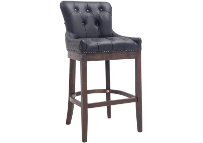 Sgabello Lakewood vera pelle antico-scuro nero