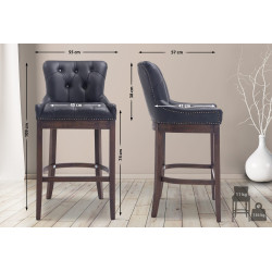 Sgabello Lakewood vera pelle antico-scuro nero