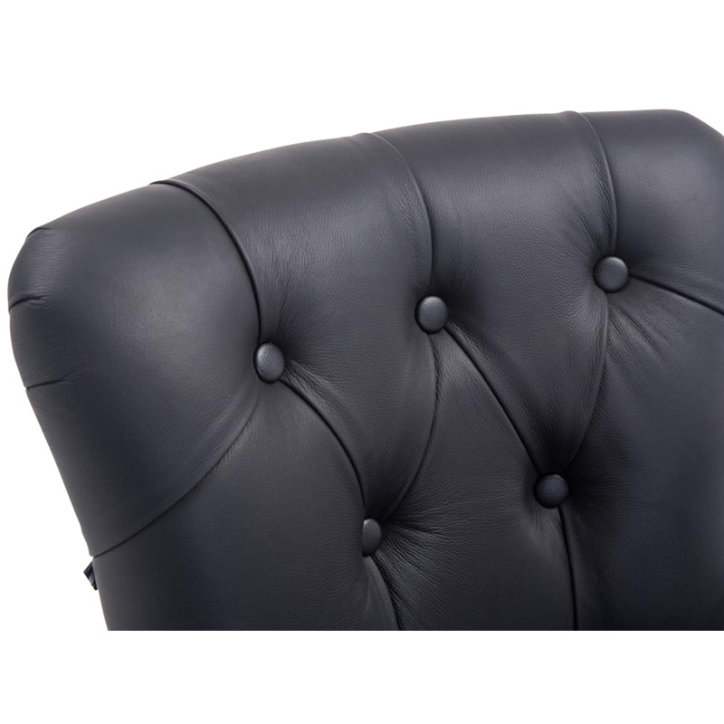 Tabouret de bar Lakewood en cuir véritable, style antique noir