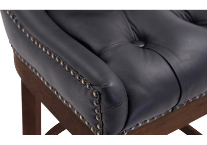 Sgabello Lakewood vera pelle antico-scuro nero