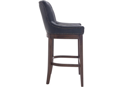 Tabouret de bar Lakewood, cuir véritable, noir antique
