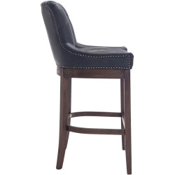 Tabouret de bar Lakewood en cuir véritable, style antique noir