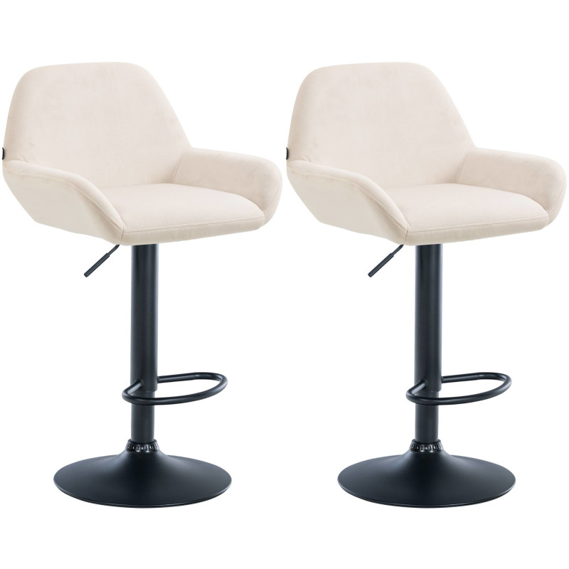 Lot de 2 tabourets de bar Braga en velours noir crème