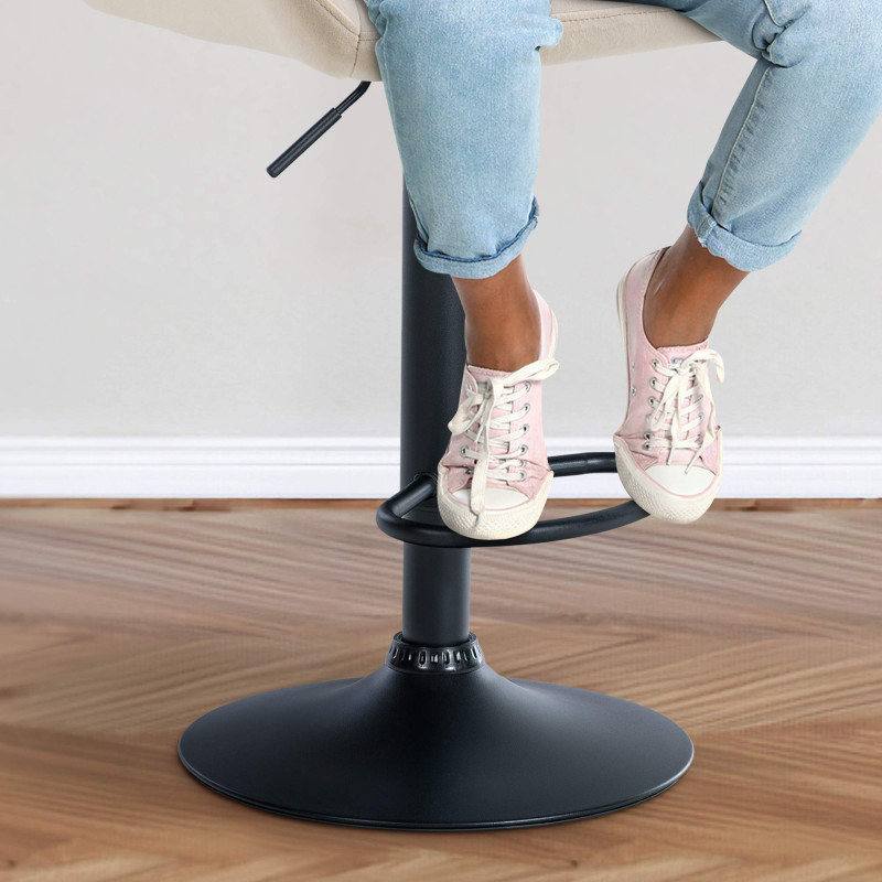 Lot de 2 tabourets de bar Braga en velours noir crème