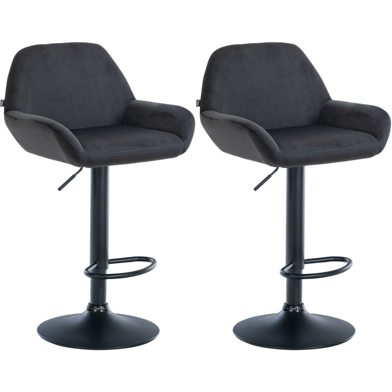 Lot de 2 tabourets de bar Braga en velours noir noir