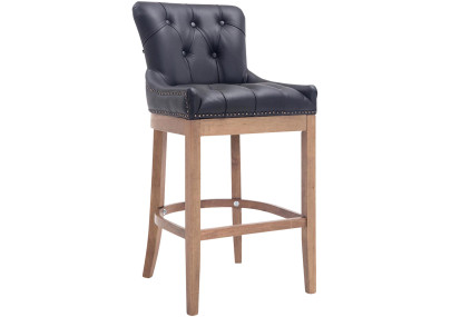 Tabouret de bar Lakewood en cuir véritable, noir clair antique