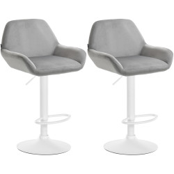Lot de 2 tabourets de bar Braga en velours blanc gris