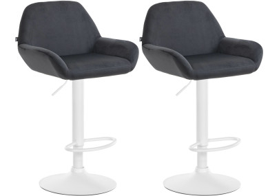 Lot de 2 tabourets de bar Braga en velours, blanc et noir