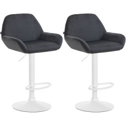 Lot de 2 tabourets de bar Braga en velours, blanc et noir