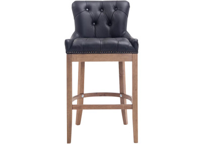 Tabouret de bar Lakewood en cuir véritable, noir clair antique