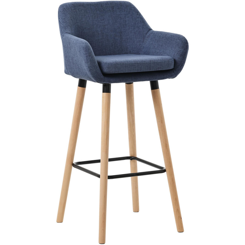 Tabouret de bar en tissu Grant bleu foncé