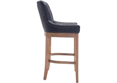 Tabouret de bar Lakewood, cuir véritable, noir clair antique