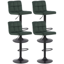 Ensemble de 4 tabourets de bar Feni en velours vert