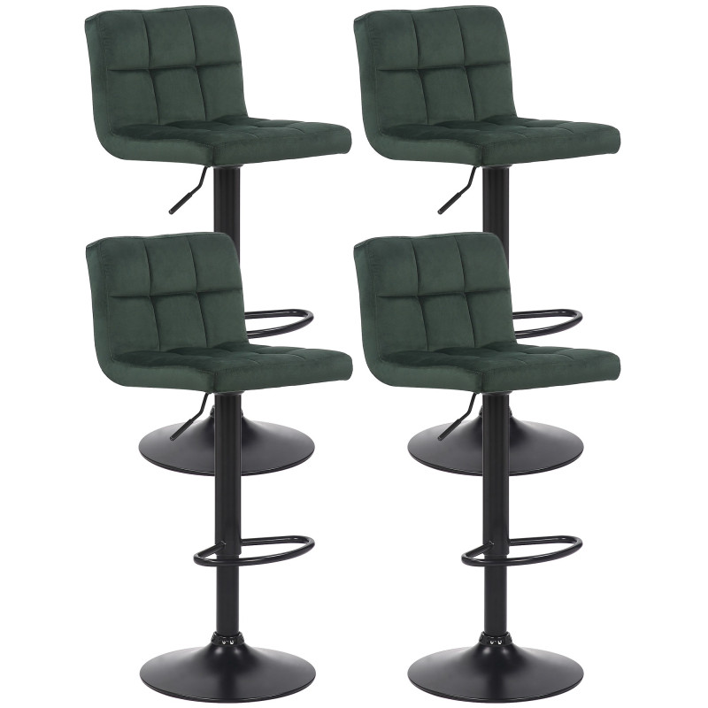 Ensemble de 4 tabourets de bar Feni en velours vert