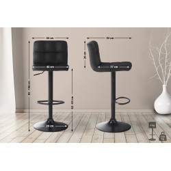 Ensemble de 4 tabourets de bar Feni en velours noir