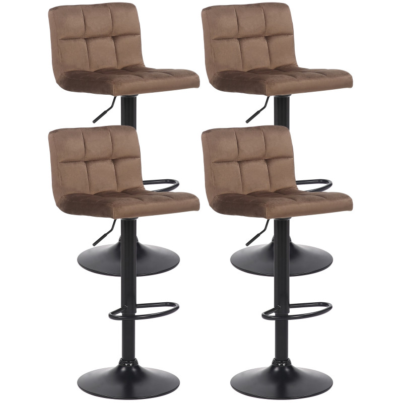 Lot de 4 tabourets de bar Feni en velours marron