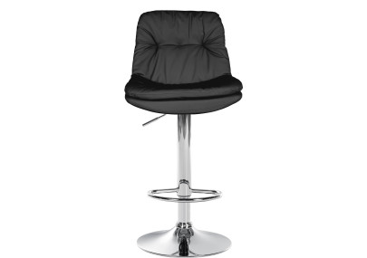 Tabouret de bar Laurel, similicuir, chrome, noir