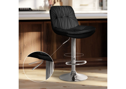 Tabouret de bar Laurel, similicuir, noir chromé