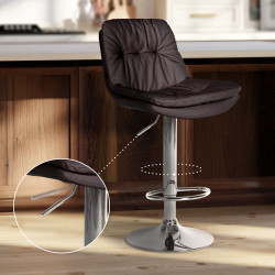 Tabouret de bar Laurel, similicuir, marron chromé