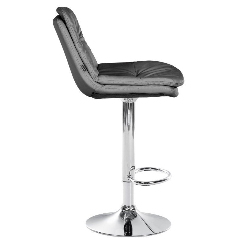 Tabouret de bar Laurel, similicuir, gris chromé