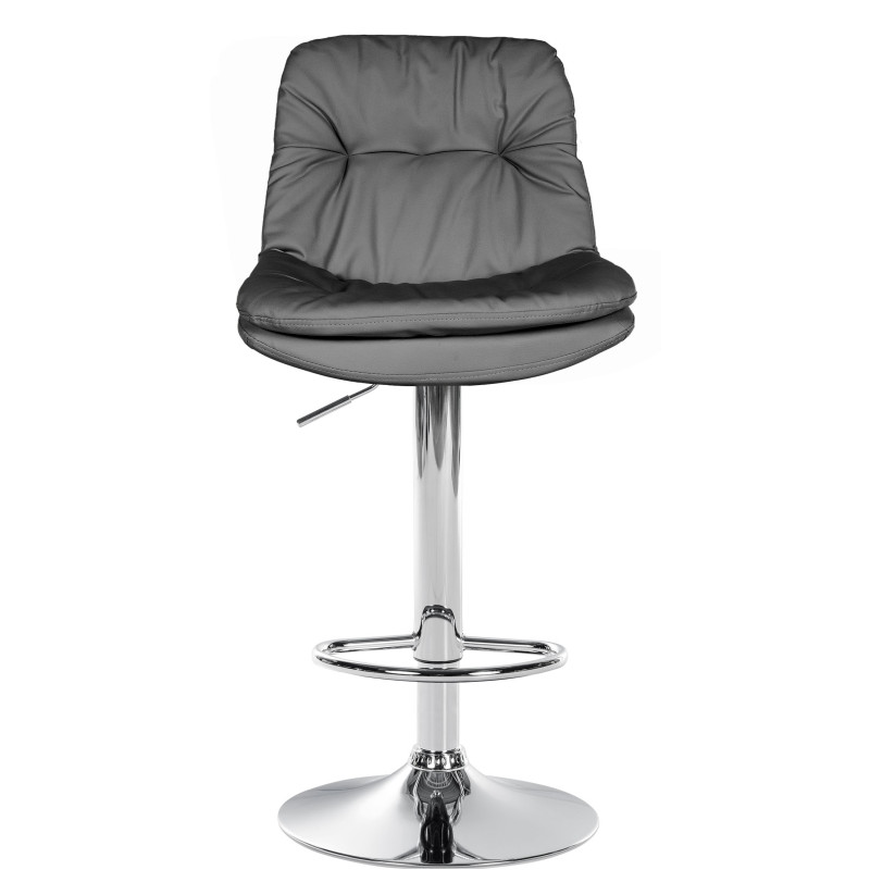 Tabouret de bar Laurel, similicuir, gris chrome