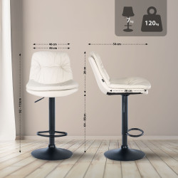 Tabouret de bar Laurel, similicuir noir blanc
