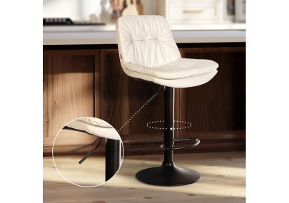 Tabouret de bar Laurel simili cuir noir blanc
