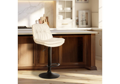 Tabouret de bar Laurel simili cuir noir blanc