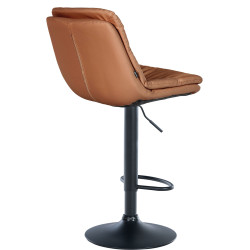 Tabouret de bar Laurel simili cuir noir marron clair